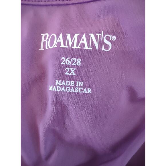 ROAMAN'S Women's Tunic Blouse 2X Purple Polyester Spandex Casual Semi Formal - Picture 4 of 5